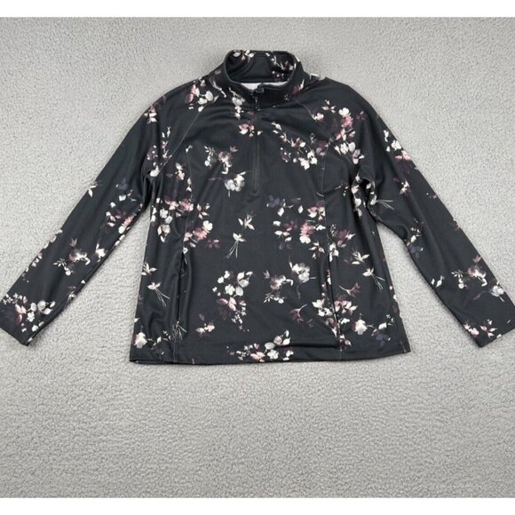 J. Jill Women's Fit Peach-Soft Quarter-Zip Sweatshirt Top Large Floral Print - Picture 1 of 9